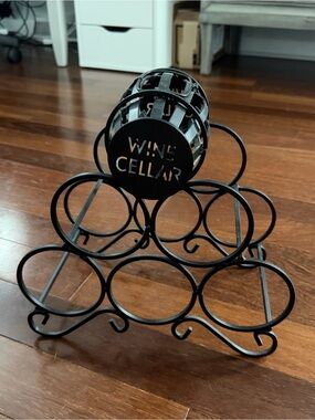 Wine Cellar Black Metal Wine Rack - 6 Bottle Tabletop Holder
